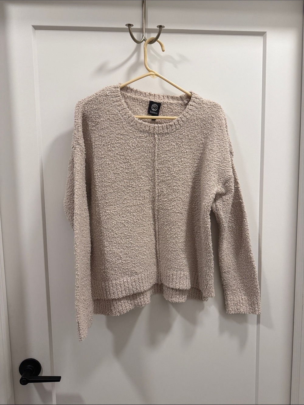 bobeau Cream Bouclé Crew Neck Sweater